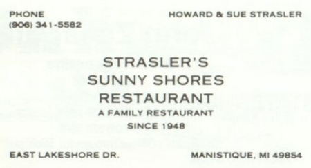 Sunny Shores Restaurant (Straslers Sunny Shores Restaurant) - 1990 Yearbook Ad (newer photo)